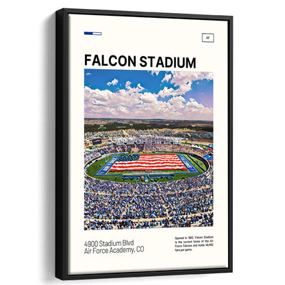 Falcon Stadium Print, Air Force Falcons Stadium Canvas Art, Man Cave Gift, Floating Framed Canvas Print Wall Art