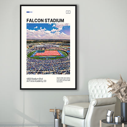 Falcon Stadium Print, Air Force Falcons Stadium Canvas Art, Man Cave Gift, Floating Framed Canvas Print Wall Art