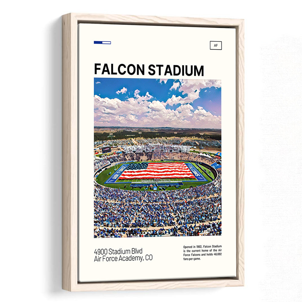 Falcon Stadium Print, Air Force Falcons Stadium Canvas Art, Man Cave Gift, Floating Framed Canvas Print Wall Art