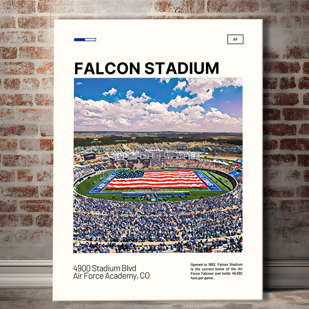 Falcon Stadium Print, Air Force Falcons Stadium Canvas Art, Fan
