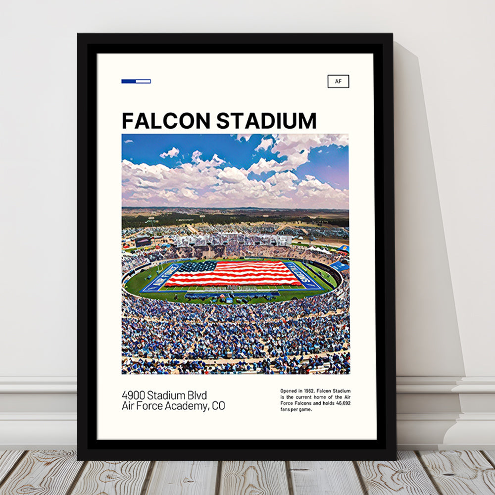 Falcon Stadium Print, Air Force Falcons Stadium Canvas Art, Man Cave Gift, Floating Framed Canvas Print Wall Art