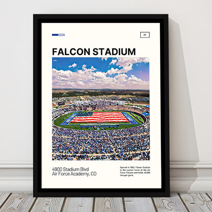 Falcon Stadium Print, Air Force Falcons Stadium Canvas Art, Man Cave Gift, Floating Framed Canvas Print Wall Art