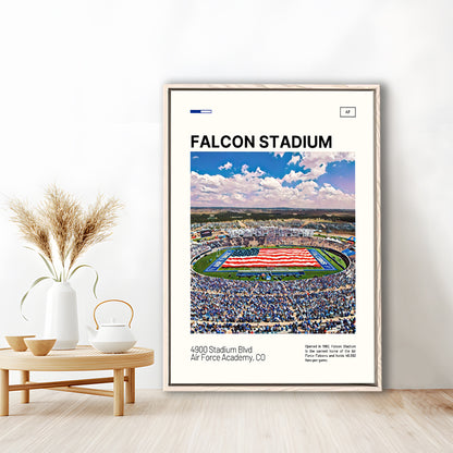 Falcon Stadium Print, Air Force Falcons Stadium Canvas Art, Man Cave Gift, Floating Framed Canvas Print Wall Art