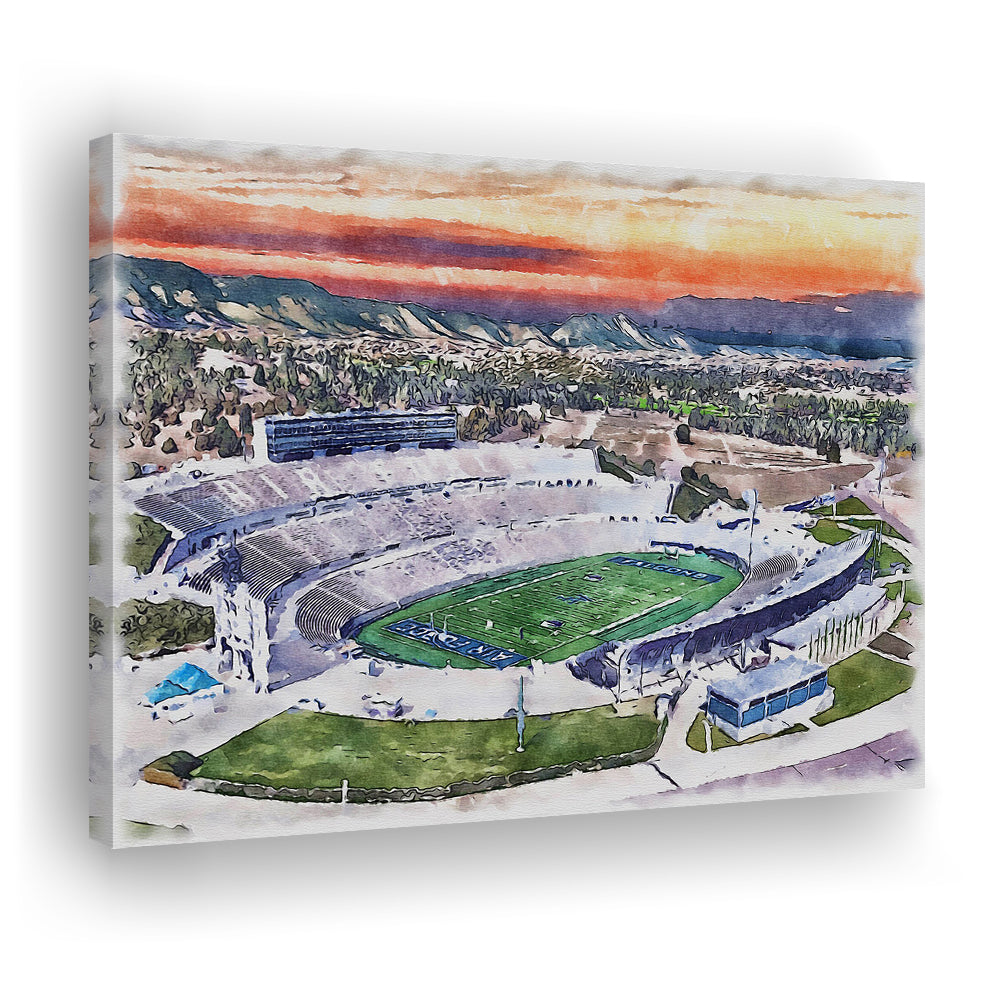Falcon Painting Stadium Watercolor, Air Force Watercolor, Sport Art, Gifts for him, Canvas Print Wall Art