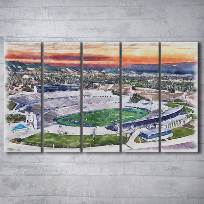 Falcon Painting Stadium Watercolor, Air Force Watercolor, Sport Art, Extra Large Canvas Print Wall Art