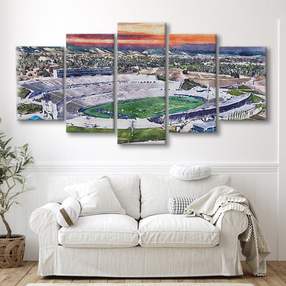 Falcon Painting Stadium Watercolor, Air Force Watercolor, Sport Art, Mixed 5 Panel, Canvas Print Wall Art