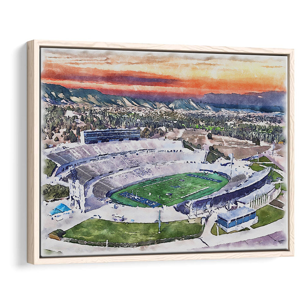 Falcon Painting Stadium Watercolor, Air Force Watercolor, Sport Gift Art, Framed Canvas Print Wall Art