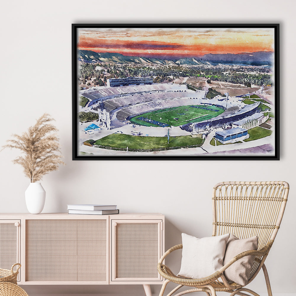Falcon Painting Stadium Watercolor, Air Force Watercolor, Sport Gift Art, Framed Canvas Print Wall Art