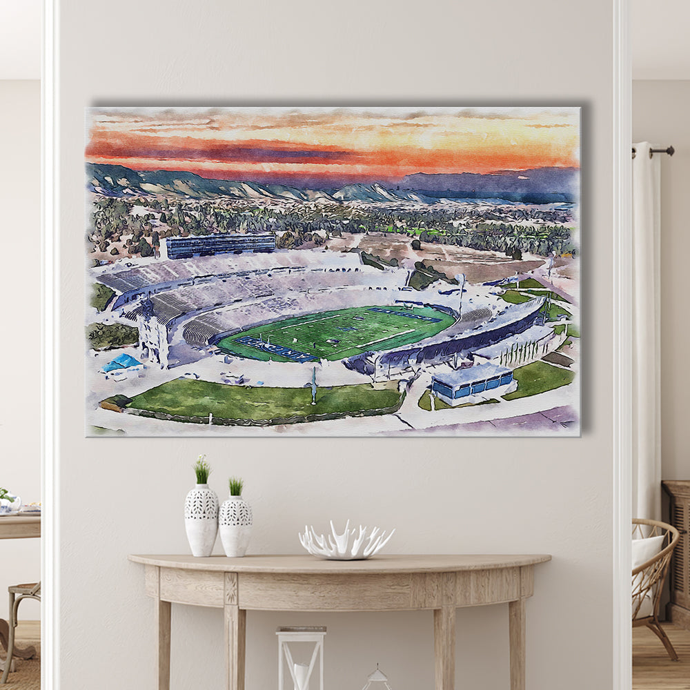 Falcon Painting Stadium Watercolor, Air Force Watercolor, Sport Art, Gifts for him, Canvas Print Wall Art