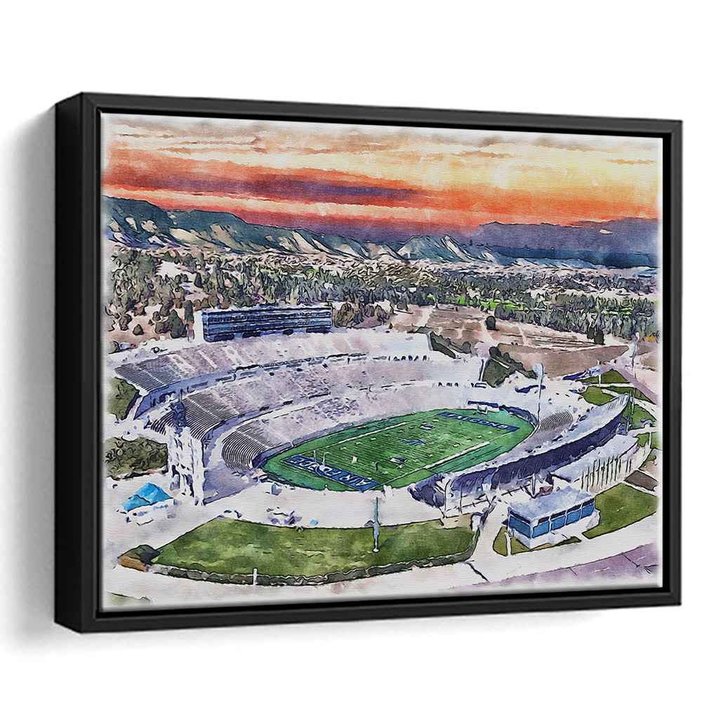 Falcon Painting Stadium Watercolor, Air Force Watercolor, Sport Gift Art, Framed Canvas Print Wall Art