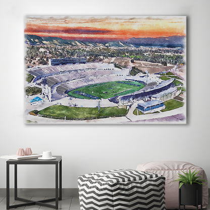 Falcon Painting Stadium Watercolor, Air Force Watercolor, Sport Art, Gifts for him, Canvas Print Wall Art