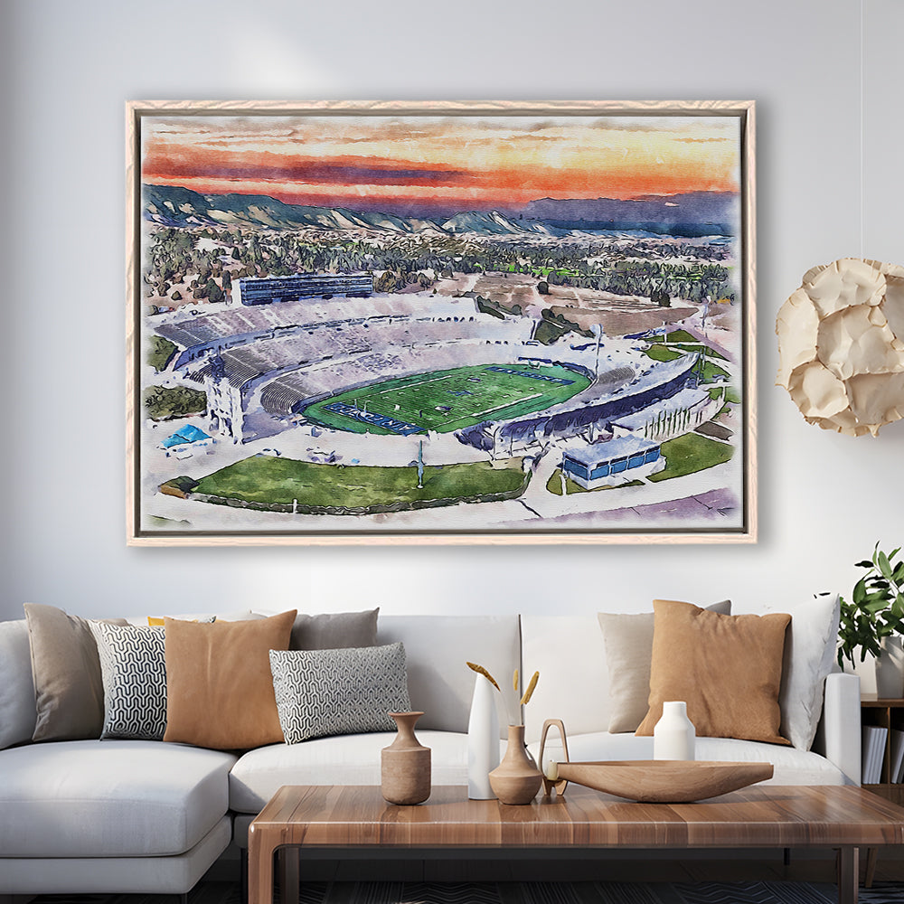 Falcon Painting Stadium Watercolor, Air Force Watercolor, Sport Gift Art, Framed Canvas Print Wall Art