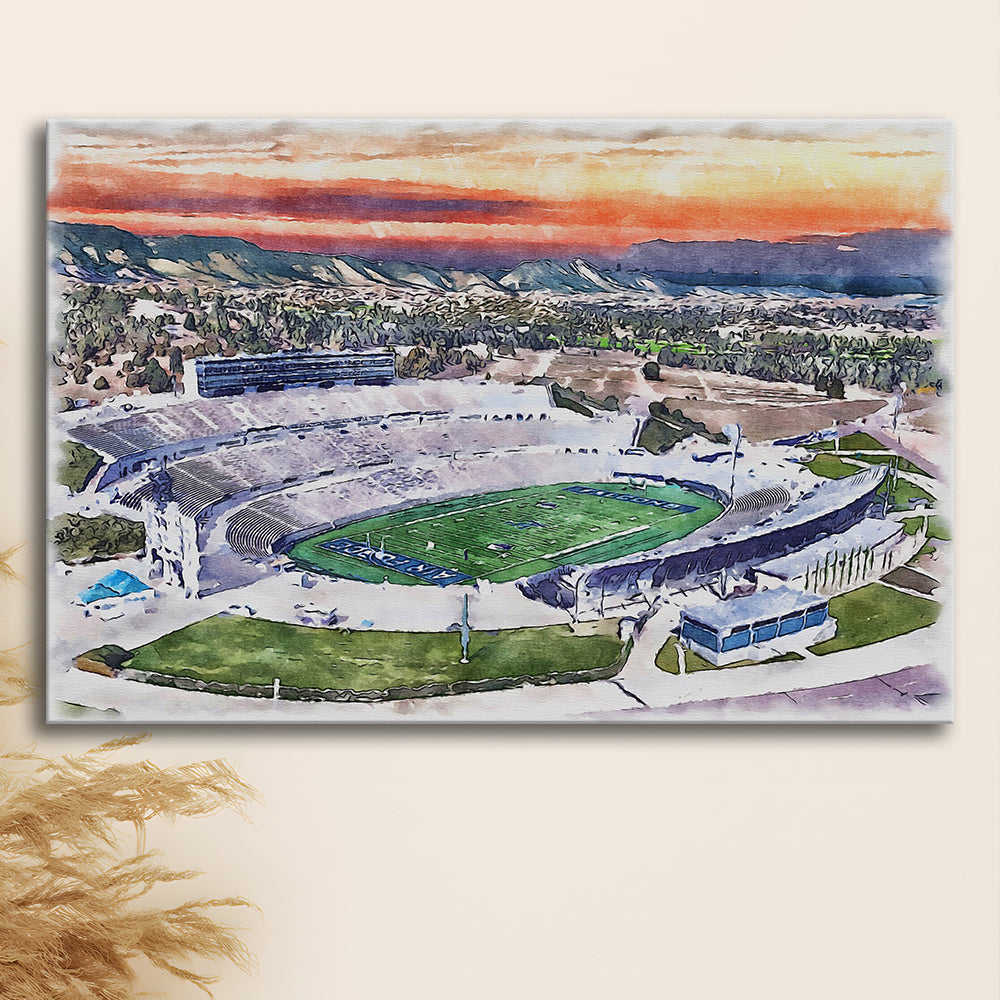 Falcon Painting Stadium Watercolor, Air Force Watercolor, Sport Art, Gifts for him, Canvas Print Wall Art