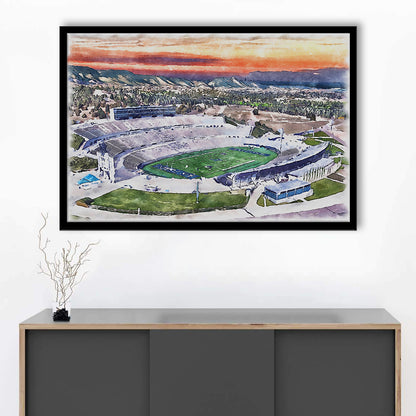 Falcon Painting Stadium Watercolor, Air Force Watercolor, Sport Gift Art, Framed Art Print Wall Decor