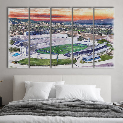 Falcon Painting Stadium Watercolor, Air Force Watercolor, Sport Art, Extra Large Canvas Print Wall Art