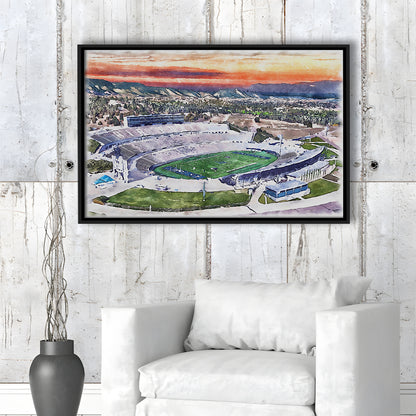 Falcon Painting Stadium Watercolor, Air Force Watercolor, Sport Gift Art, Framed Canvas Print Wall Art