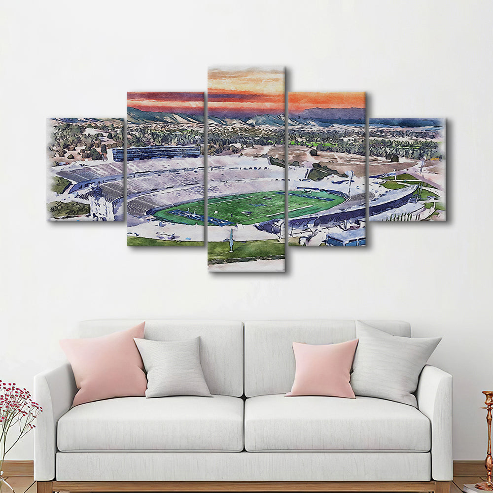 Falcon Painting Stadium Watercolor, Air Force Watercolor, Sport Art, Mixed 5 Panel, Canvas Print Wall Art