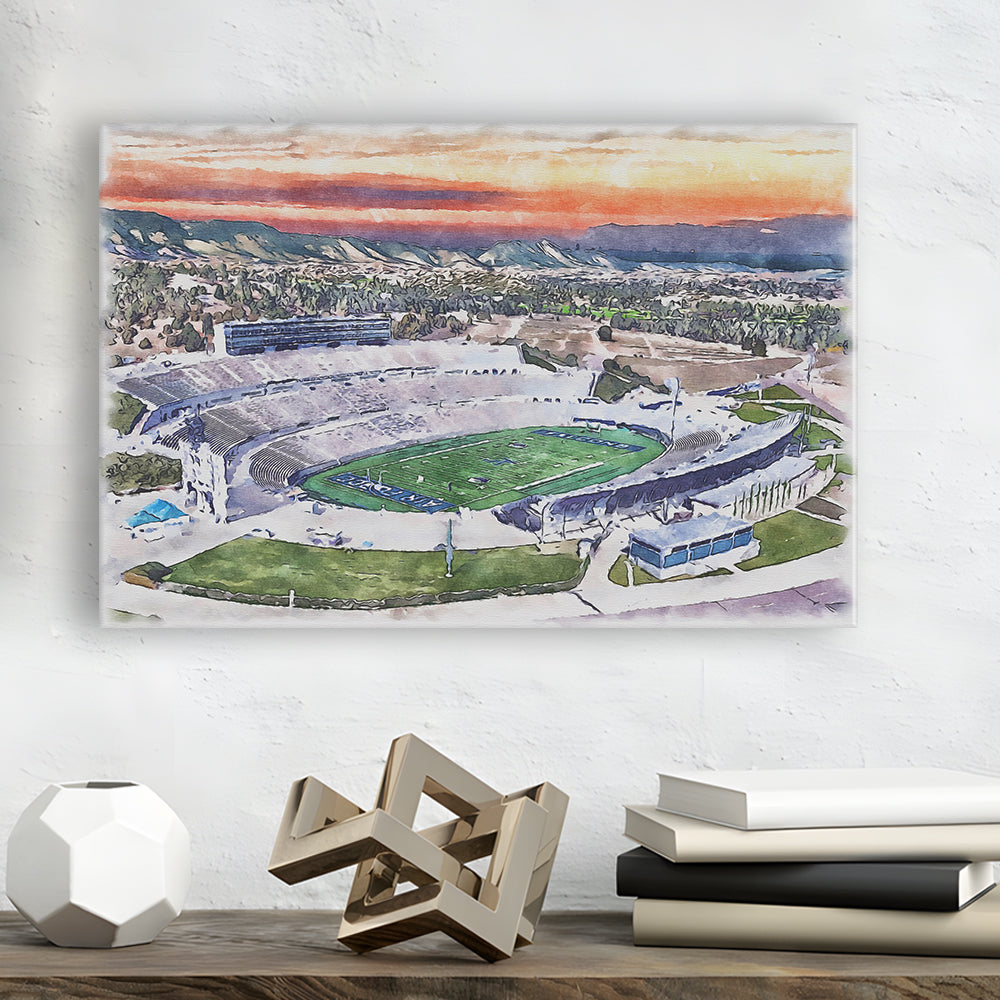 Falcon Painting Stadium Watercolor, Air Force Watercolor, Sport Art, Gifts for him, Canvas Print Wall Art