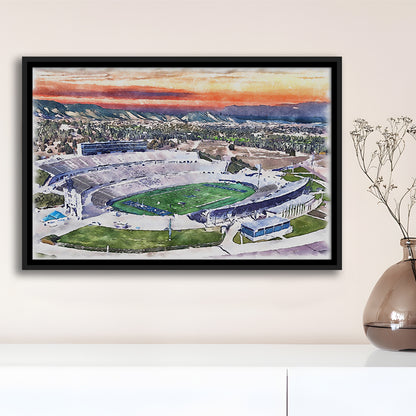 Falcon Painting Stadium Watercolor, Air Force Watercolor, Sport Gift Art, Framed Canvas Print Wall Art