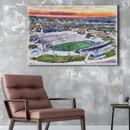 Falcon Painting Stadium Watercolor, Air Force Watercolor, Sport Art, Gifts for him, Canvas Print Wall Art
