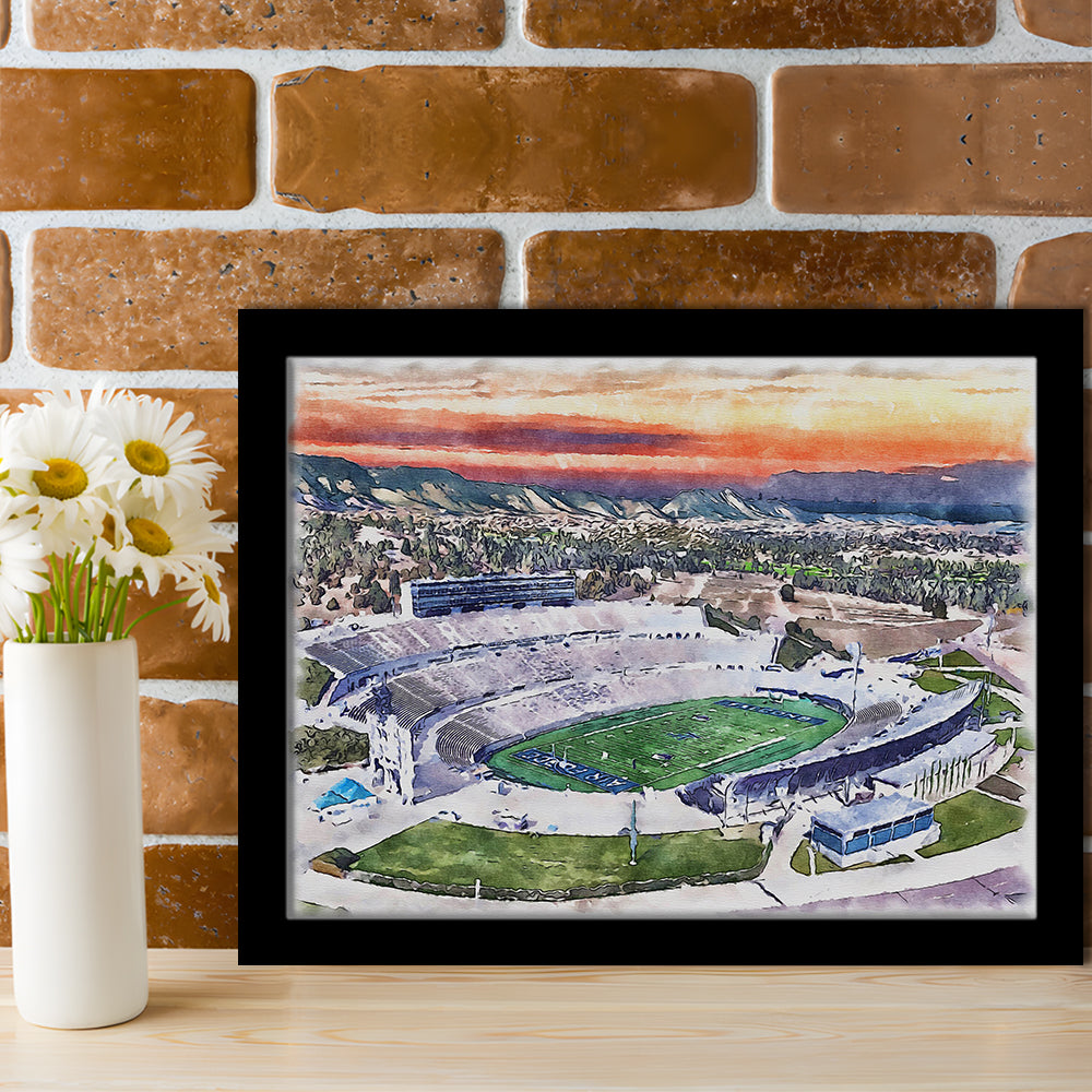 Falcon Painting Stadium Watercolor, Air Force Watercolor, Sport Gift Art, Framed Art Print Wall Decor