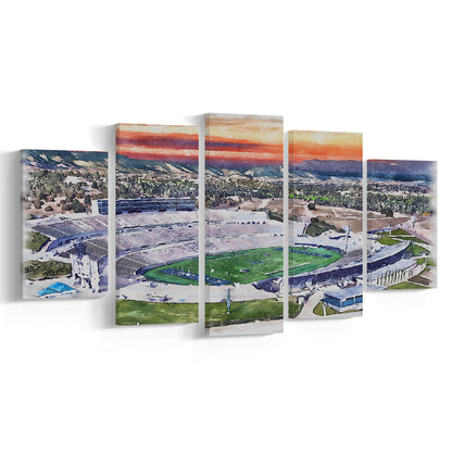 Falcon Painting Stadium Watercolor, Air Force Watercolor, Sport Art, Mixed 5 Panel, Canvas Print Wall Art