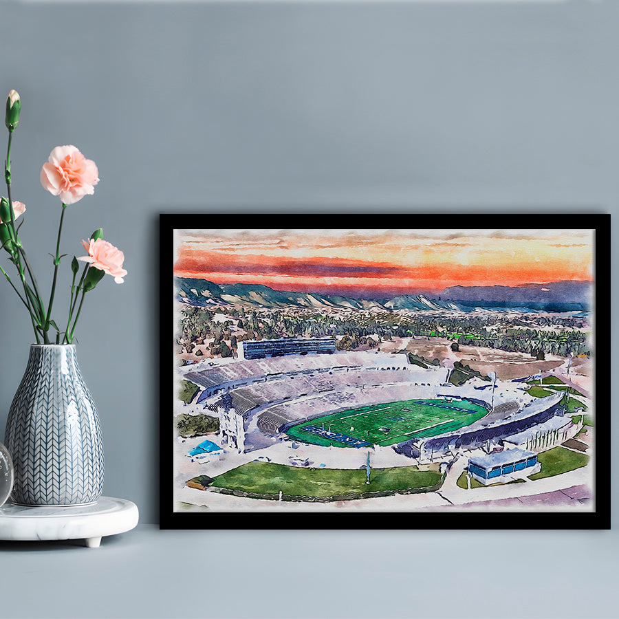 Falcon Painting Stadium Watercolor, Air Force Watercolor, Sport Gift Art, Framed Art Print Wall Decor
