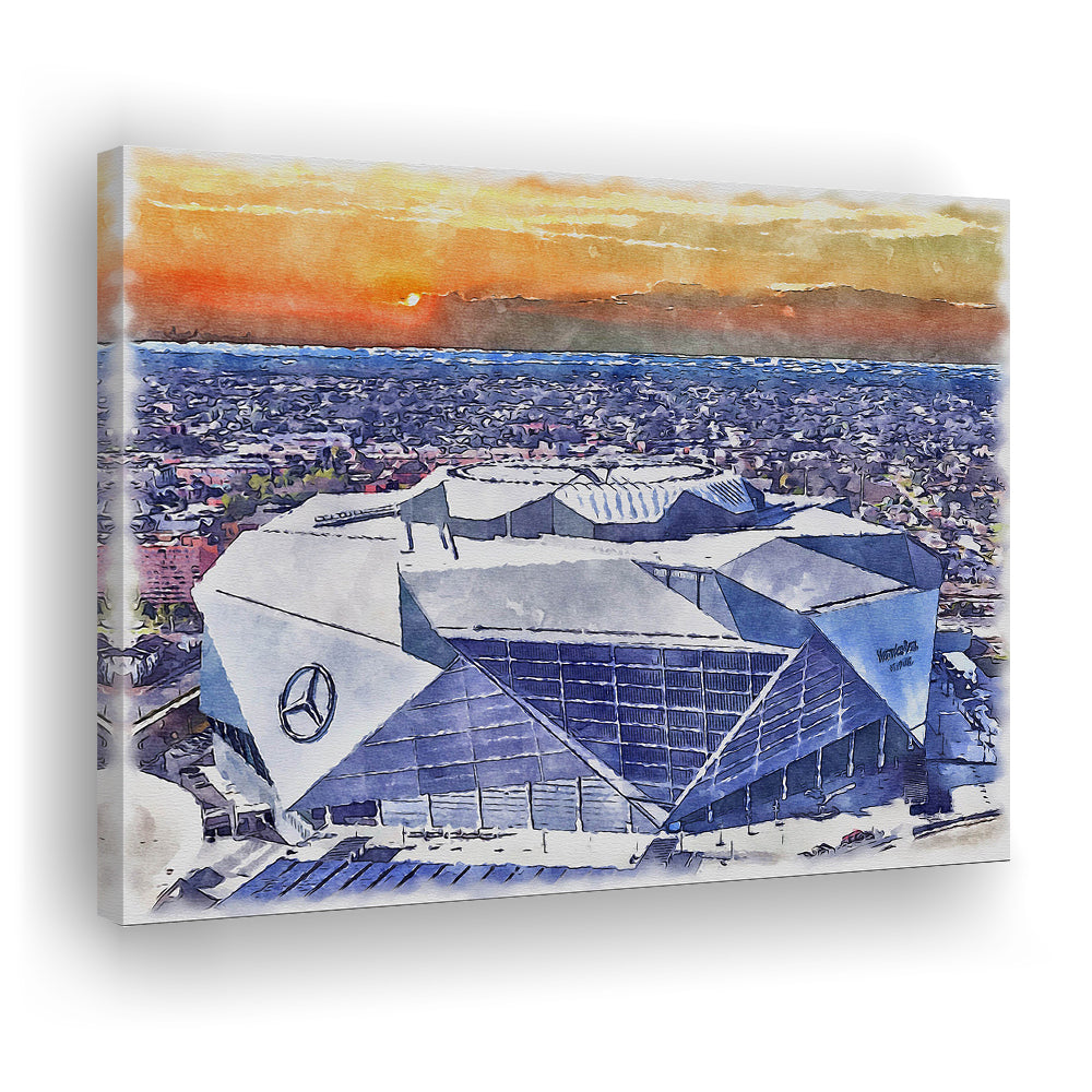 Falcons Painting Stadium Watercolor, Painting Canvas, Sport Art, Gifts for him, Canvas Print Wall Art