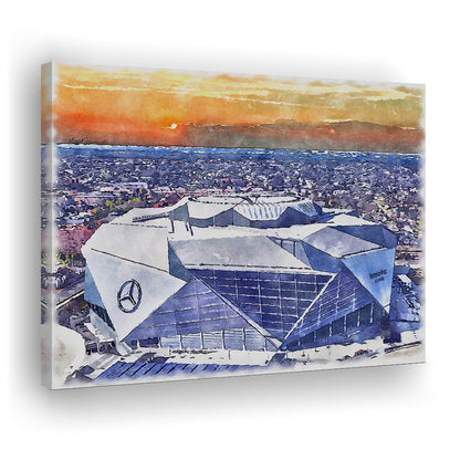 Falcons Painting Stadium Watercolor, Painting Canvas, Sport Art, Gifts for him, Canvas Print Wall Art