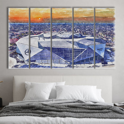 Falcons Painting Stadium Watercolor, Painting Canvas, Sport Art, Extra Large Canvas Print Wall Art