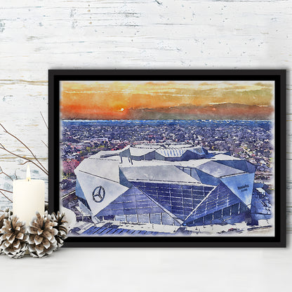 Falcons Painting Stadium Watercolor, Painting Canvas, Sport Gift Art, Framed Canvas Print Wall Art