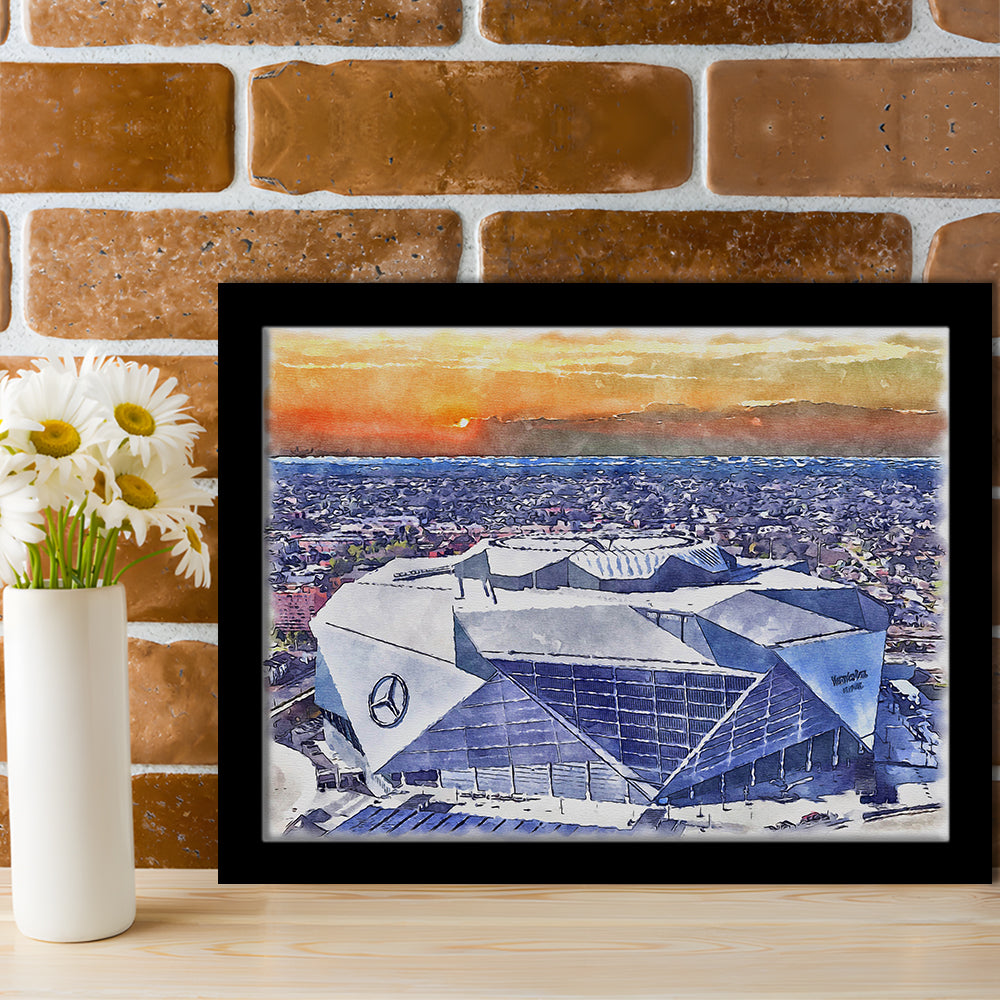 Falcons Painting Stadium Watercolor, Painting Canvas, Sport Gift Art, Framed Art Print Wall Decor