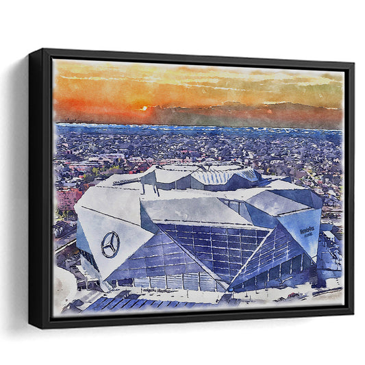 Falcons Painting Stadium Watercolor, Painting Canvas, Sport Gift Art, Framed Canvas Print Wall Art