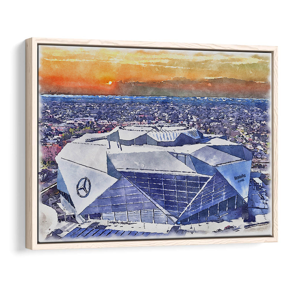 Falcons Painting Stadium Watercolor, Painting Canvas, Sport Gift Art, Framed Canvas Print Wall Art