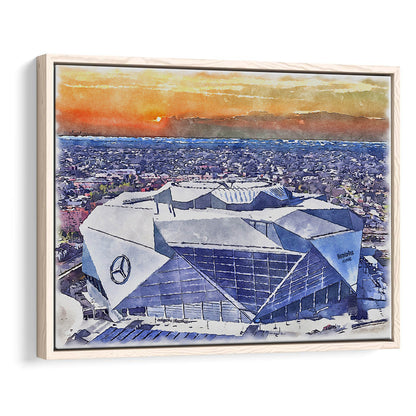Falcons Painting Stadium Watercolor, Painting Canvas, Sport Gift Art, Framed Canvas Print Wall Art