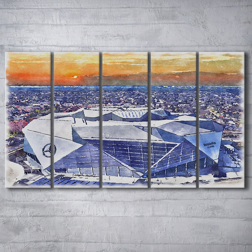 Falcons Painting Stadium Watercolor, Painting Canvas, Sport Art, Extra Large Canvas Print Wall Art