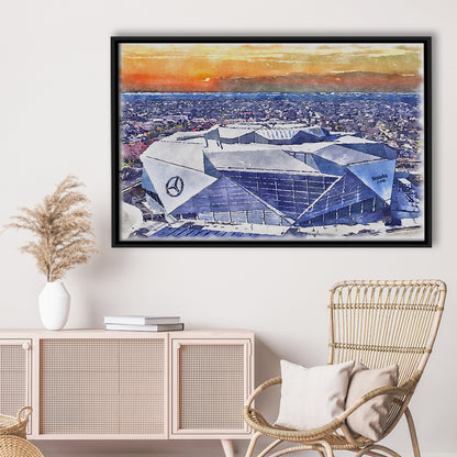 Falcons Painting Stadium Watercolor, Painting Canvas, Sport Gift Art, Framed Canvas Print Wall Art