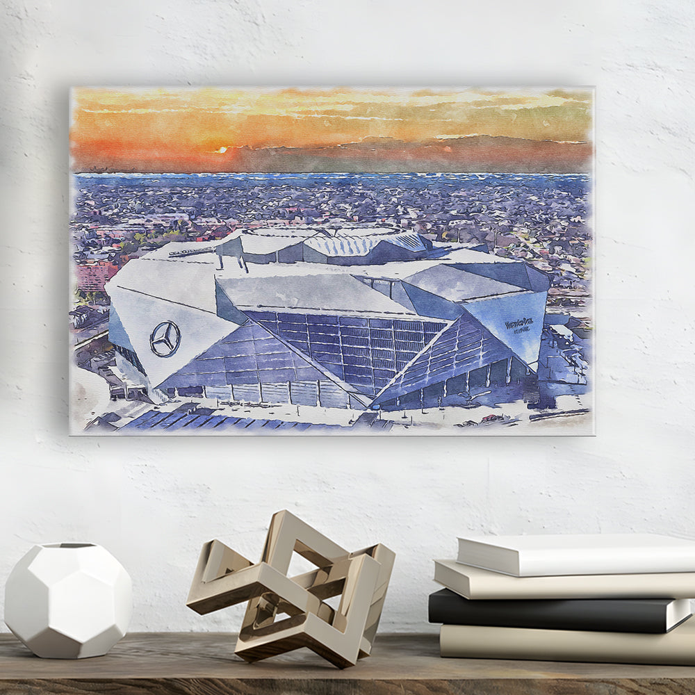 Falcons Painting Stadium Watercolor, Painting Canvas, Sport Art, Gifts for him, Canvas Print Wall Art