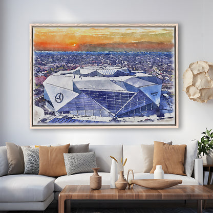 Falcons Painting Stadium Watercolor, Painting Canvas, Sport Gift Art, Framed Canvas Print Wall Art