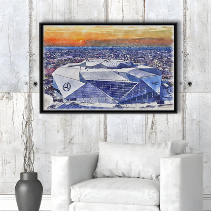 Falcons Painting Stadium Watercolor, Painting Canvas, Sport Gift Art, Framed Canvas Print Wall Art
