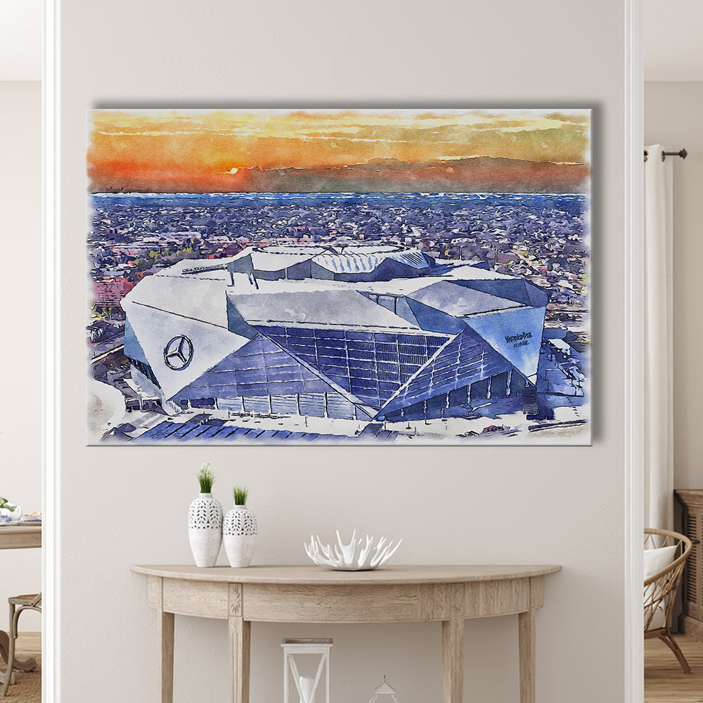 Falcons Painting Stadium Watercolor, Painting Canvas, Sport Art, Gifts for him, Canvas Print Wall Art