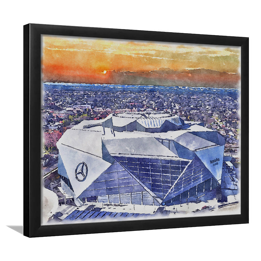 Falcons Painting Stadium Watercolor, Painting Canvas, Sport Gift Art, Framed Art Print Wall Decor