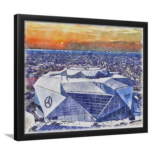 Falcons Painting Stadium Watercolor, Painting Canvas, Sport Gift Art, Framed Art Print Wall Decor