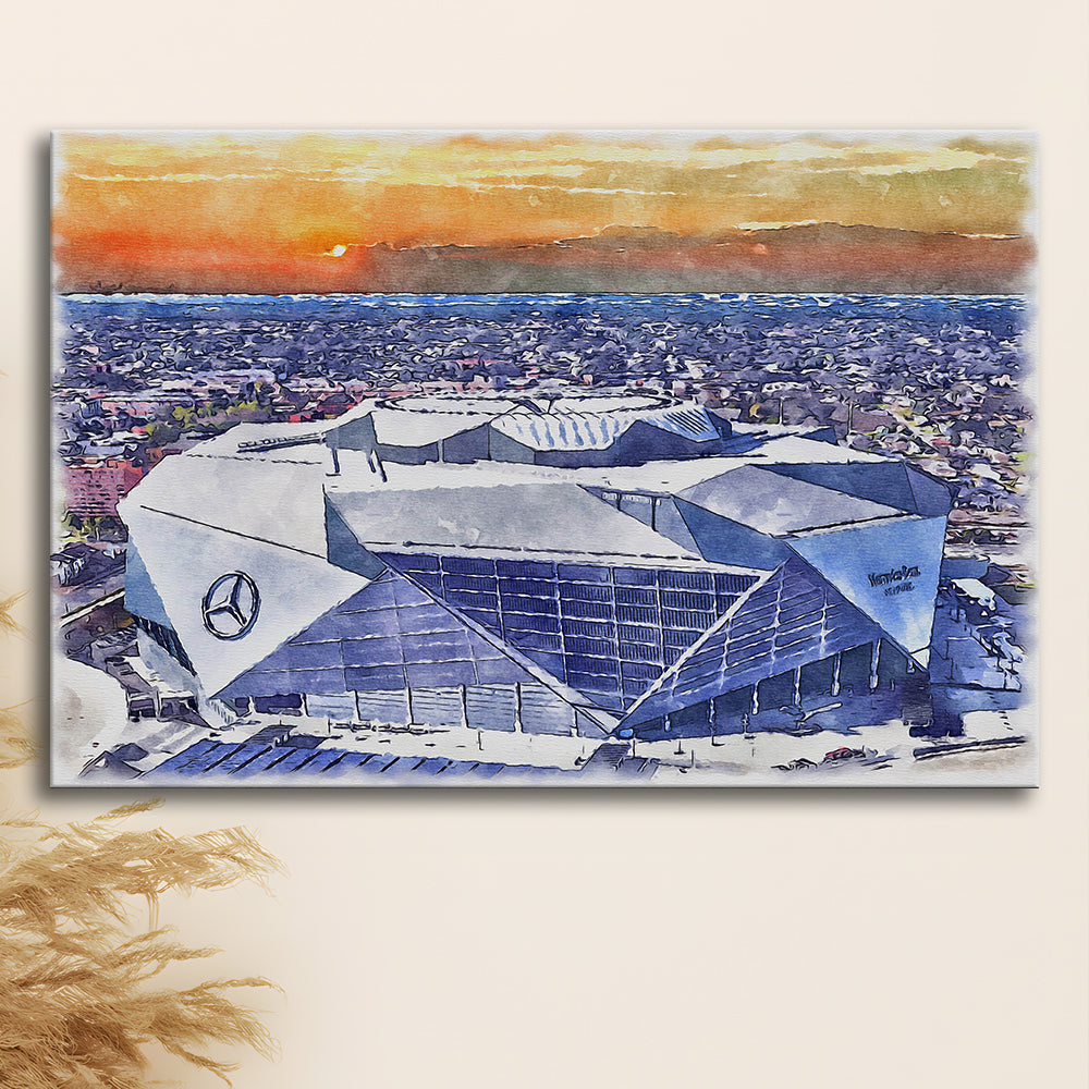 Falcons Painting Stadium Watercolor, Painting Canvas, Sport Art, Gifts for him, Canvas Print Wall Art