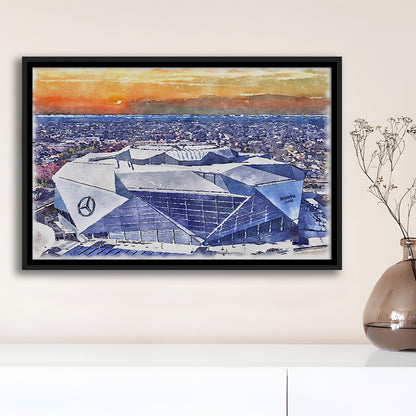 Falcons Painting Stadium Watercolor, Painting Canvas, Sport Gift Art, Framed Canvas Print Wall Art