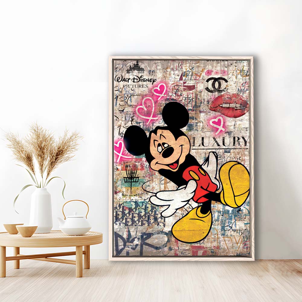 Fall In Love, Colorful Graffiti Painting Art, Framed Canvas Print, Floating Frame, Luxury Wall Art Decor
