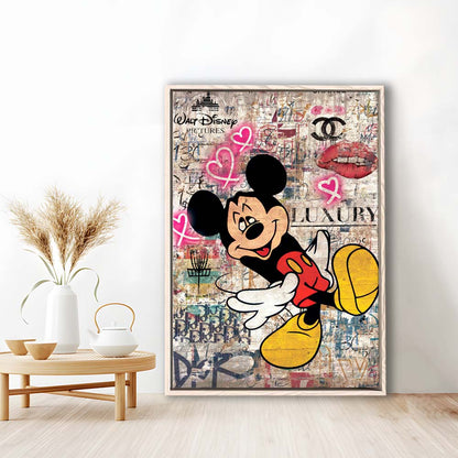 Fall In Love, Colorful Graffiti Painting Art, Framed Canvas Print, Floating Frame, Luxury Wall Art Decor