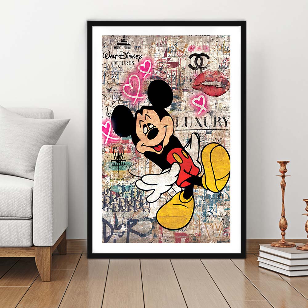 Fall In Love, Colorful Graffiti Painting Art, Framed Art Print, Luxury Pictures Framed, White Border