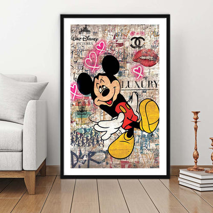 Fall In Love, Colorful Graffiti Painting Art, Framed Art Print, Luxury Pictures Framed, White Border
