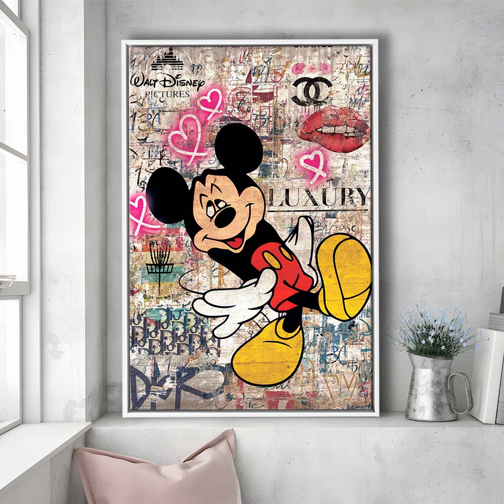Fall In Love, Colorful Graffiti Painting Art, Framed Canvas Print, Floating Frame, Luxury Wall Art Decor